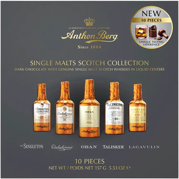 Anthon Berg dark chocolate single malt scotch whisky set of 10 - 5.47 oz