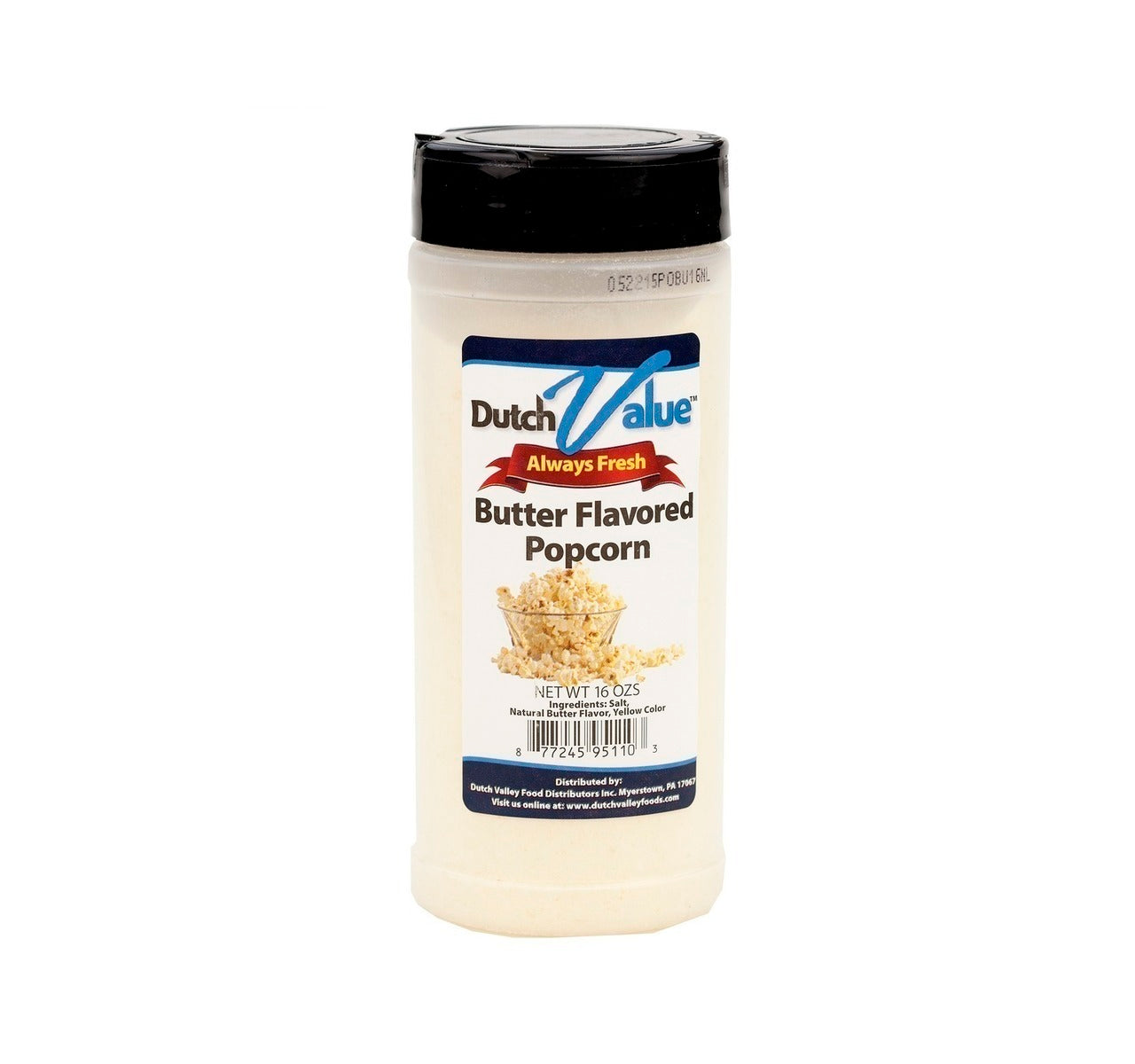 Dutch Value Butter Flavored Popcorn Salt 16 oz. Bottle