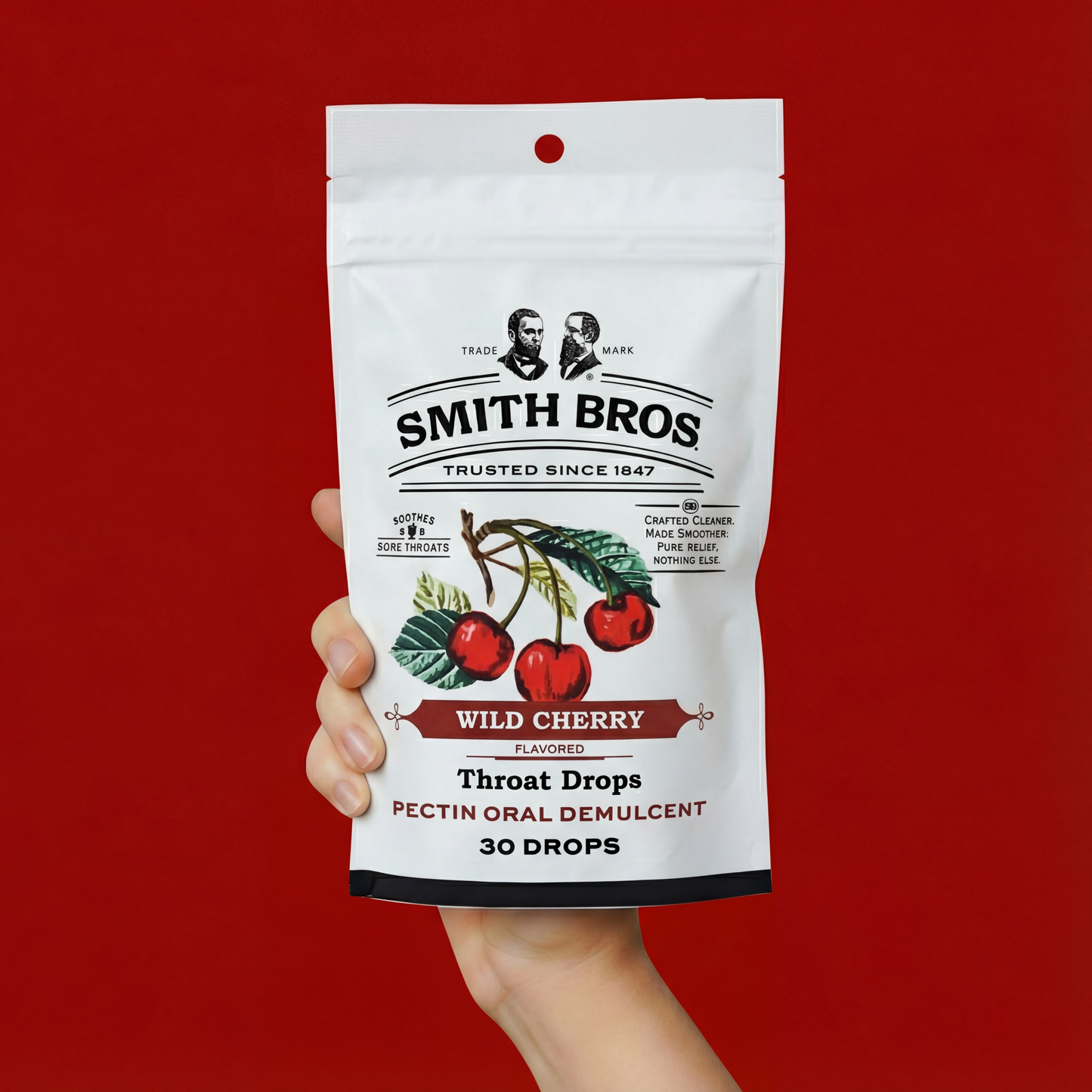 Smith Brothers Wild Cherry Throat Drops Bag - 30 Ct