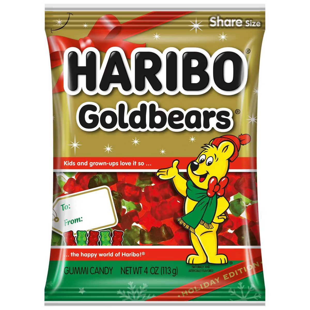 HARIBO Goldbears Christmas Mini Gummy Bears Candy - 4oz