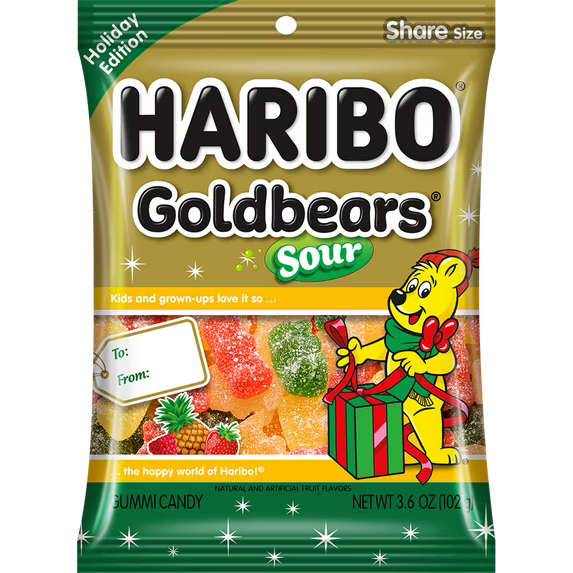 HARIBO Sour Goldbears Gummy Bears Holiday Edition Gummy Candy 3.6oz