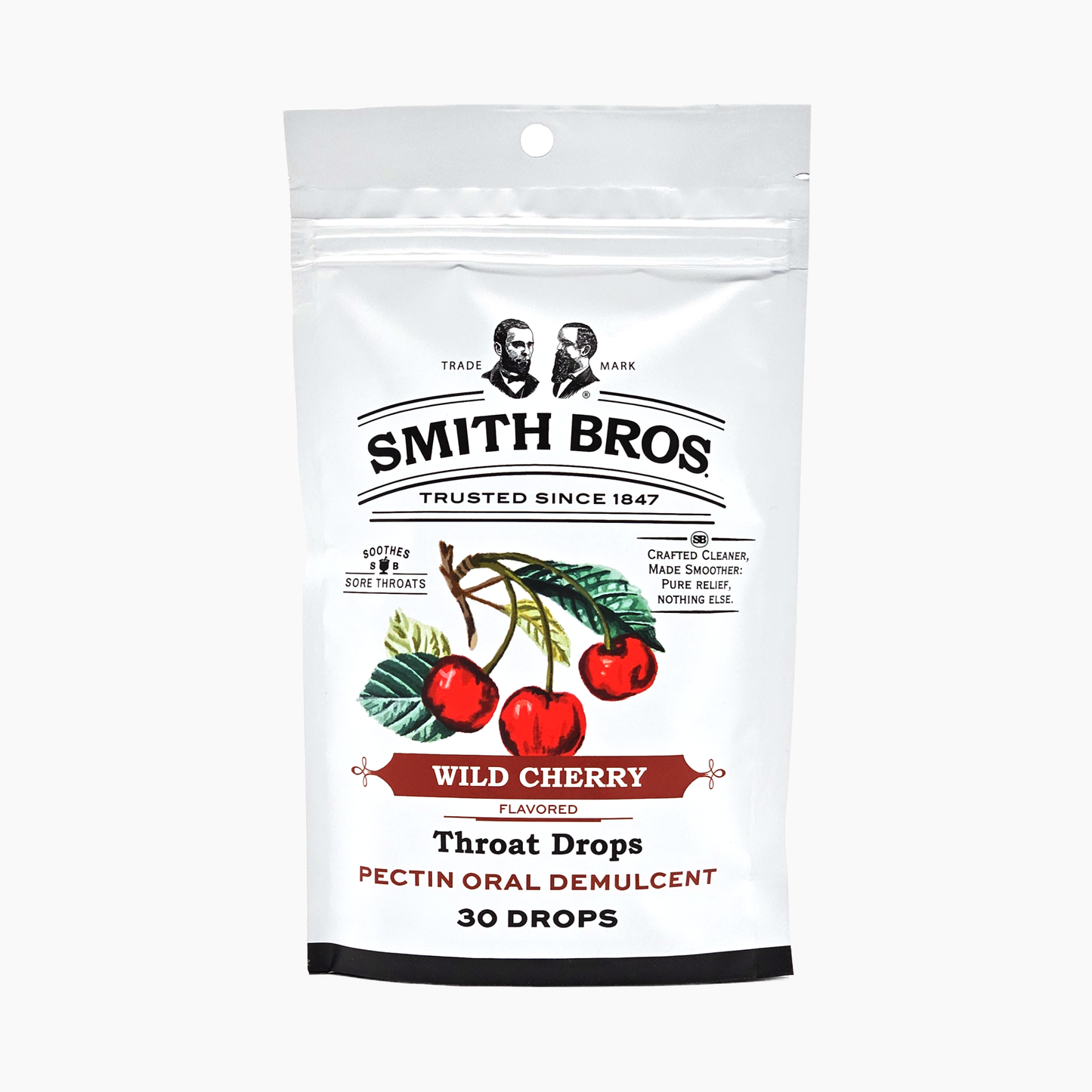 Smith Brothers Wild Cherry Throat Drops Bag - 30 Ct