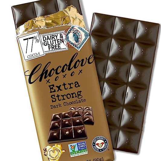 CHOCOLOVE EXTRA STRONG DARK CHOCOLATE 3.2 OZ BAR