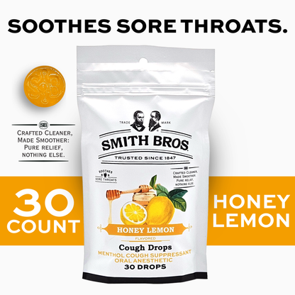 Smith Brothers Honey Lemon Cough Drops Bag - 30 Ct