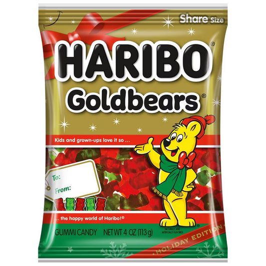 HARIBO Goldbears Christmas Mini Gummy Bears Candy - 4oz
