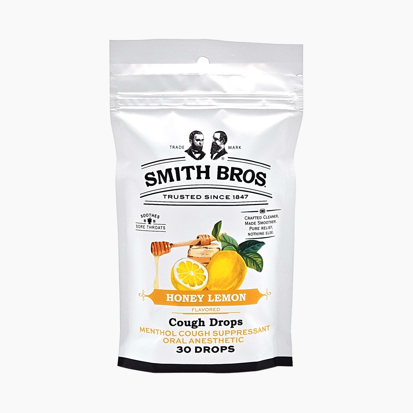 Smith Brothers Honey Lemon Cough Drops Bag - 30 Ct