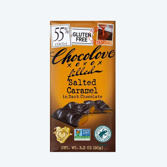 CHOCOLOVE SALTED CARAMEL IN DARK CHOCOLATE 3.2 OZ BAR