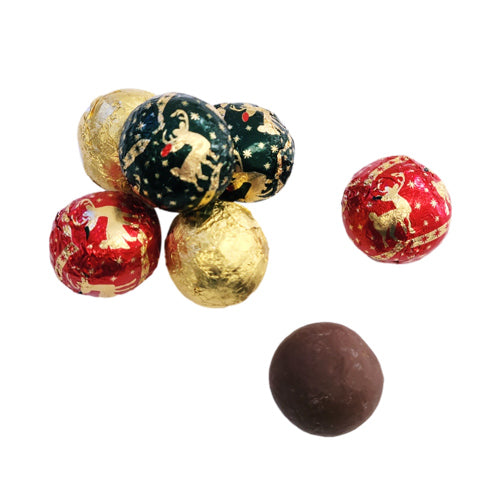 DARK CHOCOLATE CHRISTMAS FOILED BALLS
